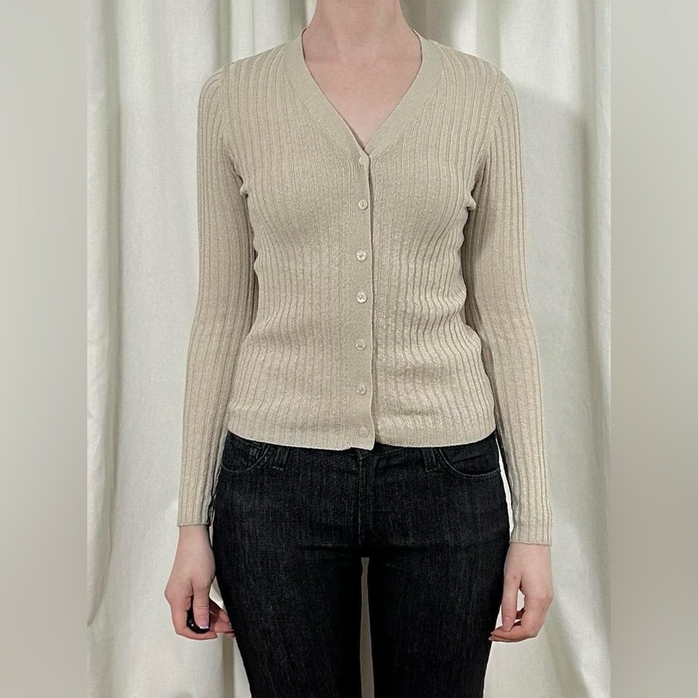 90s Express Beige Cardigan - Picture 2 of 8